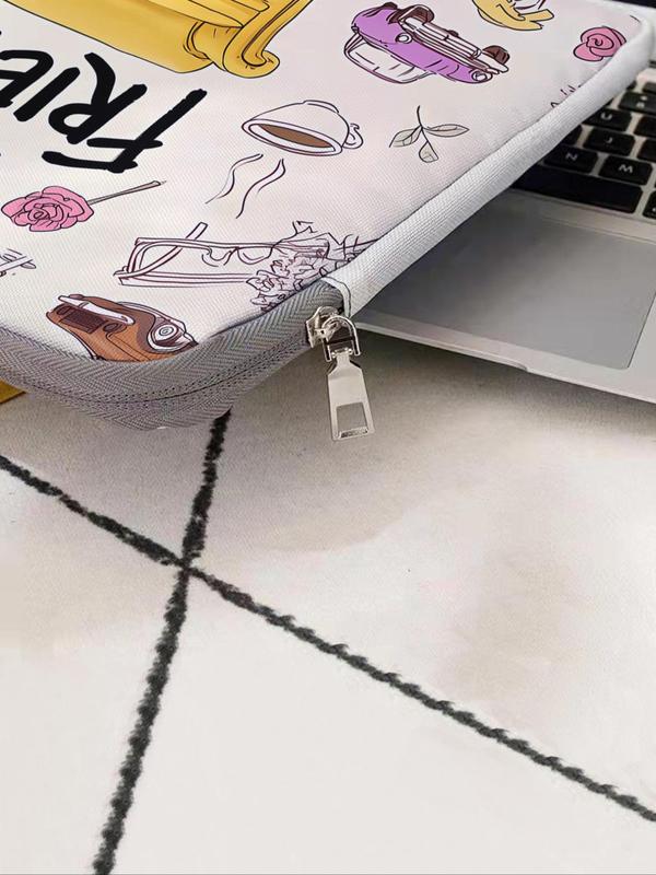 All Over Letter Print Laptop Bag, Cute Zipper Laptop Case, Soft Laptop Cover, Suitable for Laptop, Laptop Cover, Tablet Cover, Laptop Zipper Storage Bag