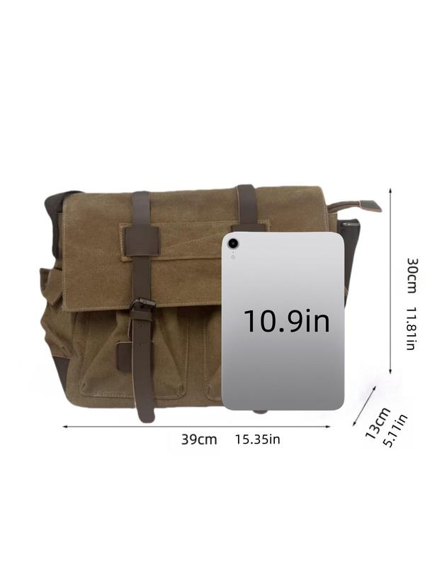 Men's Solid Color Zipper Messenger Bag for Summer, Large Capacity Multi-functional Crossbody Bag, Tote Bags for School, Fashionable Crossbody Bag for Daily & Travel Use, Work Bag for Men