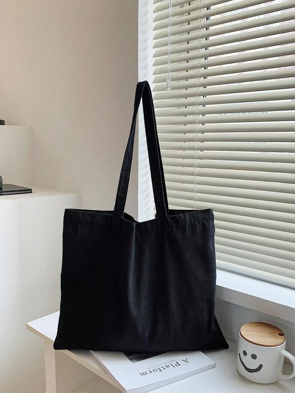 Minimalist Plain Textile Tote Bag for Women, Summer Fashionable Large Capacity Shoulder Bag, Casual Versatile Shopping Bag for Daily Use