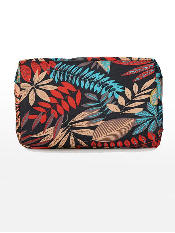 Leaf Print Lunch Bag, Casual Large Capacity Lunch Box Handbag, Portable Insulated Lunch Bag for Women & Men