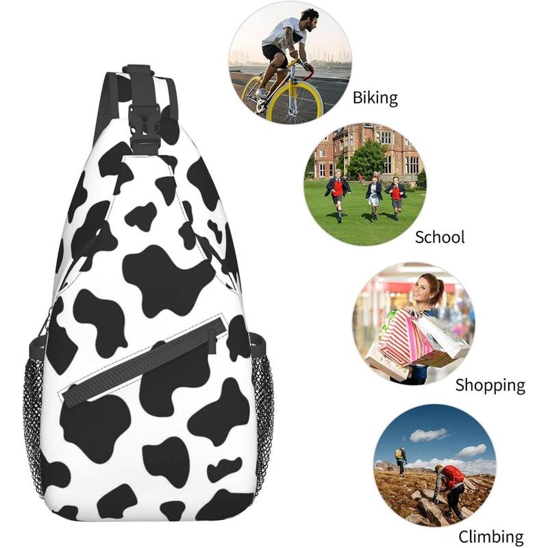 Cute cow print sling backpack cow cross bag women travel hiking chest bag daypack one size