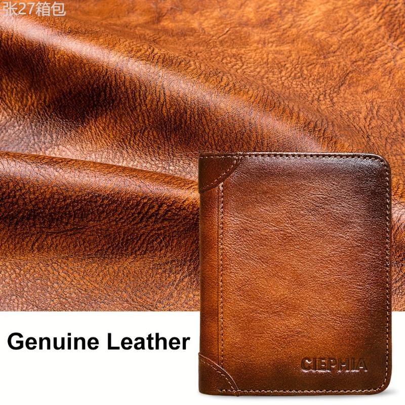 RFID Blocking Trifold Genuine Leather Wallets for Men, Top Layer Cowhide Vintage Short Multi Function Credit Card Holder, Money Clips with 2 ID Windows Give Gifts to Men