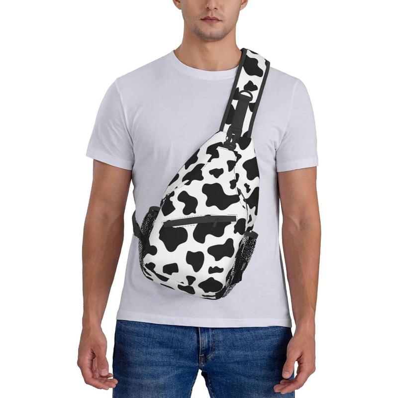 Cute cow print sling backpack cow cross bag women travel hiking chest bag daypack one size