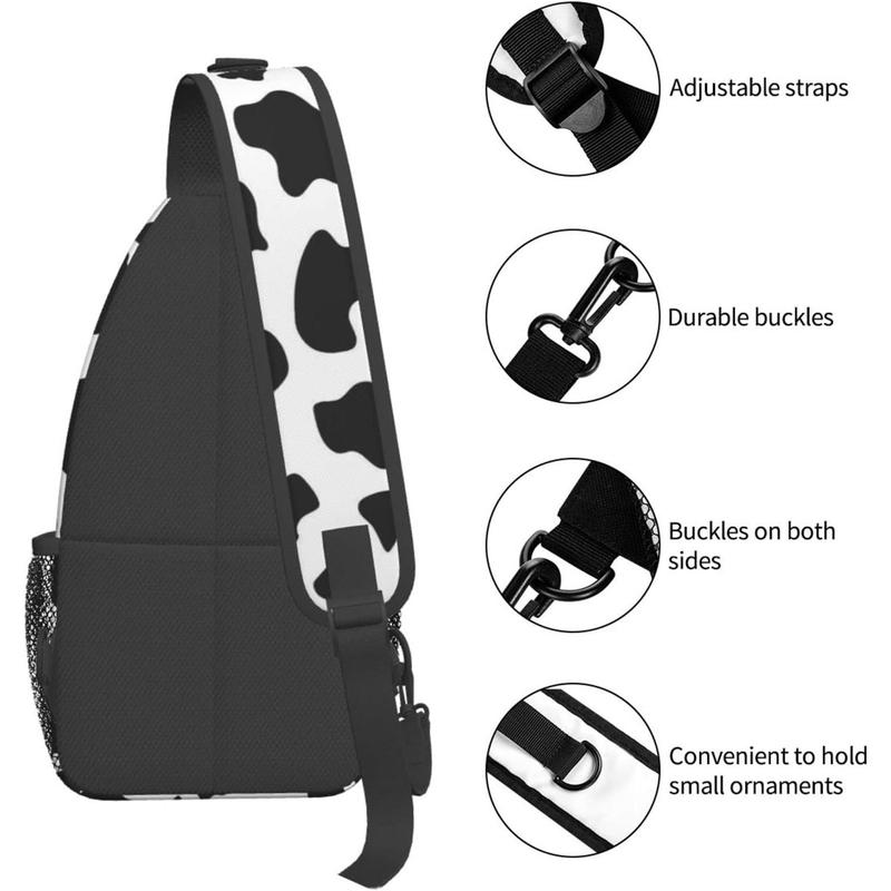 Cute cow print sling backpack cow cross bag women travel hiking chest bag daypack one size