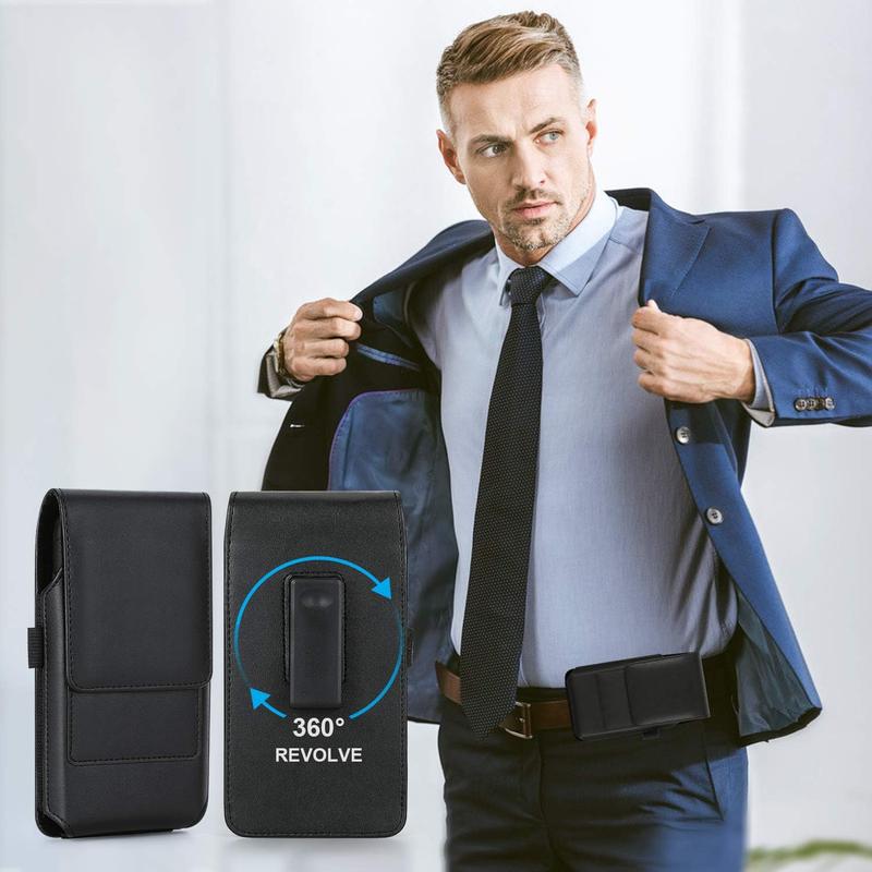 Holster for 15 plus, 15 Pro Max, 14 Pro Max,13 Pro Max, 12 Pro Max, 11 pro Max, XS Max belt case leather 360 swivel belt clip phone holder pouch card case