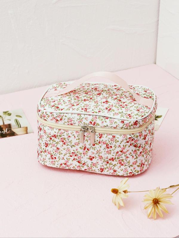 Ditsy Floral Print Makeup Bag,  Large-capacity Cosmetic Bag, Portable Travel Bag, Fashion Versatile Storage Bag for Women & Girls