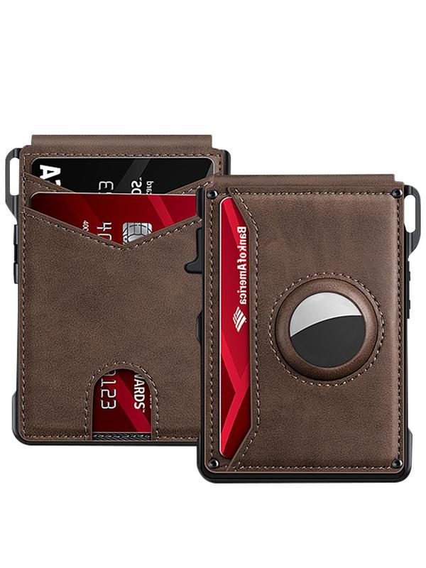 Men's Business Wallet with Card Slots, Casual Pu Leather Pop Up Money Clip Wallet Card Holder, Rfid Blocking for Daily Use (not Contain Airtag)