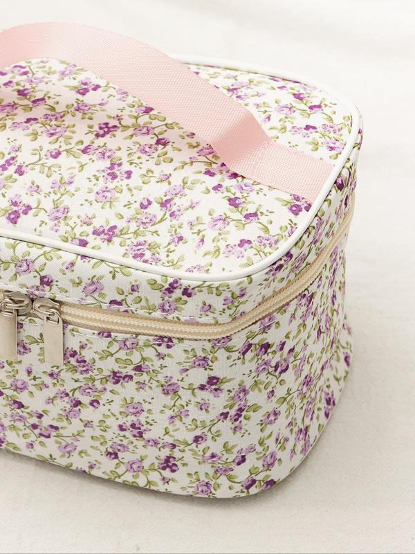 Ditsy Floral Print Makeup Bag,  Large-capacity Cosmetic Bag, Portable Travel Bag, Fashion Versatile Storage Bag for Women & Girls