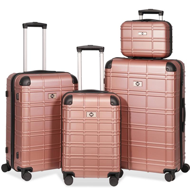 Hard shell luggage set of 4 pieces, ABS+PC hard surface lightweight suitcase set with TSA lock rotating wheel suitcase (12 