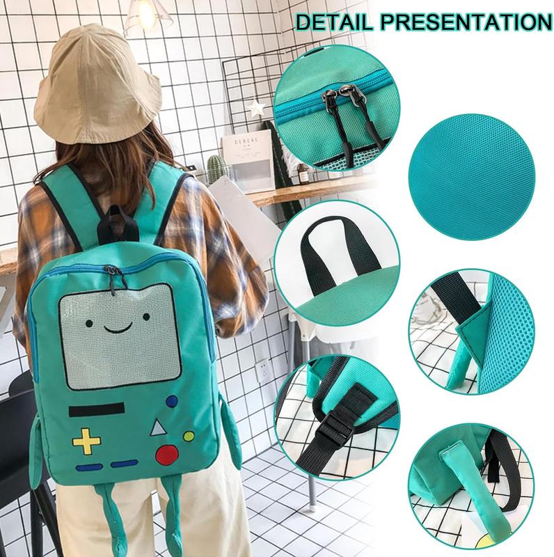 Kawaii Adventure Time Bag Cute Cartoon BMO Backpack Leisure Daily Backpack Travel Green Anime Backpack Mini Backpacks for Men Women