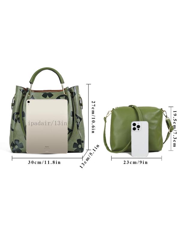 Women's Fashionable Floral Pattern Large Capacity Handbag & Crossbody Bag, Casual Versatile Shoulder Bag & Crossbody Bag, Trendy Daily Commuting Bag, Girl Fashionable Shopping Bag