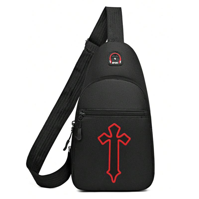 New Waterproof Wear-Resistant Chest Bag Men's Oxford Cloth Small Backpack Fashion Canvas Nylon Chest Shoulder Crossbody Bag Sling Bag With Earphone Hole Holiday Essentials Casual Solid Color Christmas Back To School Multi-Functional Dorm University Studen