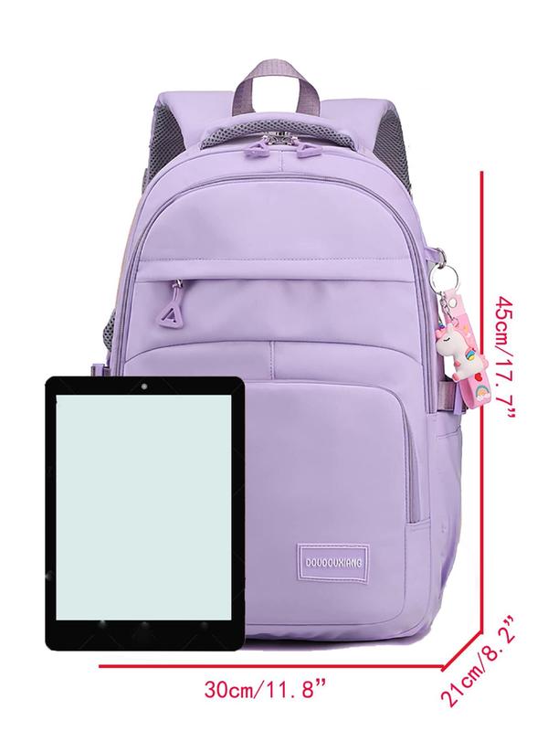 Women's Lightweight Large Capacity Backpack with Cute Unicorn Charm,  Backpacks for School, Minimalist Versatile School Backpack for Teen Girls, All-match Backpack for School, for Fall Outfits Fall Freshness