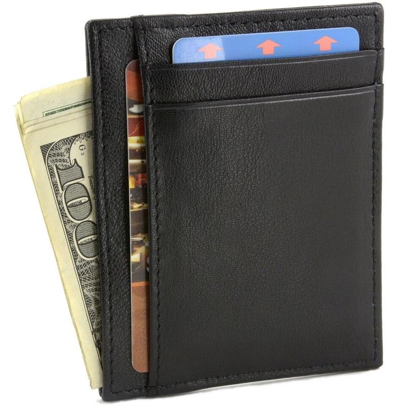 Pocket Wallet RFID Blocking Thin Leather Card Case