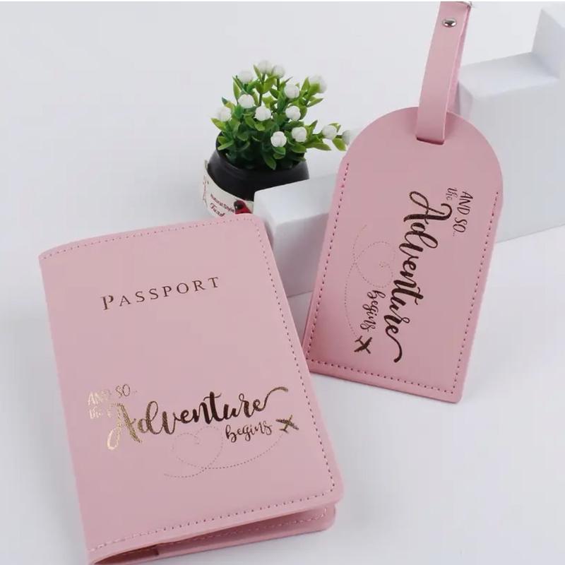 Pink Passport holder and luggage tag set