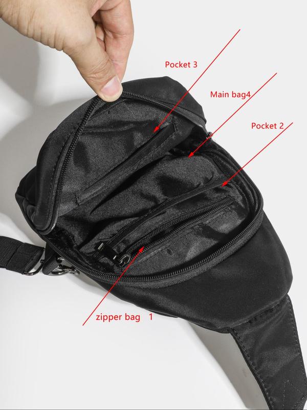 Men's Casual Solid Color Zipper Bum Bag, Fashionable Nylon Shoulder Bag for Daily Used, Casual Trendy Versatile High-quality Daily Sporty Bag