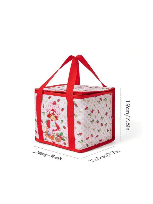 Strawberry Shortcake X SHEIN Cute Strawberry Printed RPET Thermal Insulated Lunch Bag