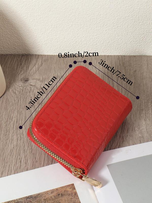 Women's Minimalist Short Wallet, with Embossed Design, Zipper Wallet, High-quality Pu Leather Credit Card Storage Bag, Simple Casual Card Holder