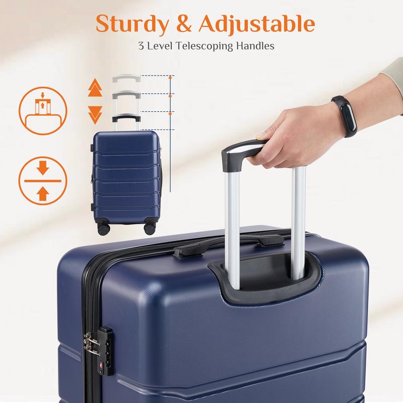 Crfted Comforts Hardside Luggage with Dual Spinner Wheels - Lightweight Expandable Carry-On Suitcase