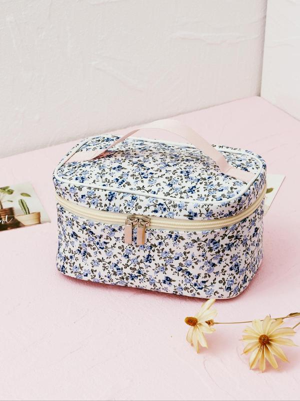 Ditsy Floral Print Makeup Bag,  Large-capacity Cosmetic Bag, Portable Travel Bag, Fashion Versatile Storage Bag for Women & Girls