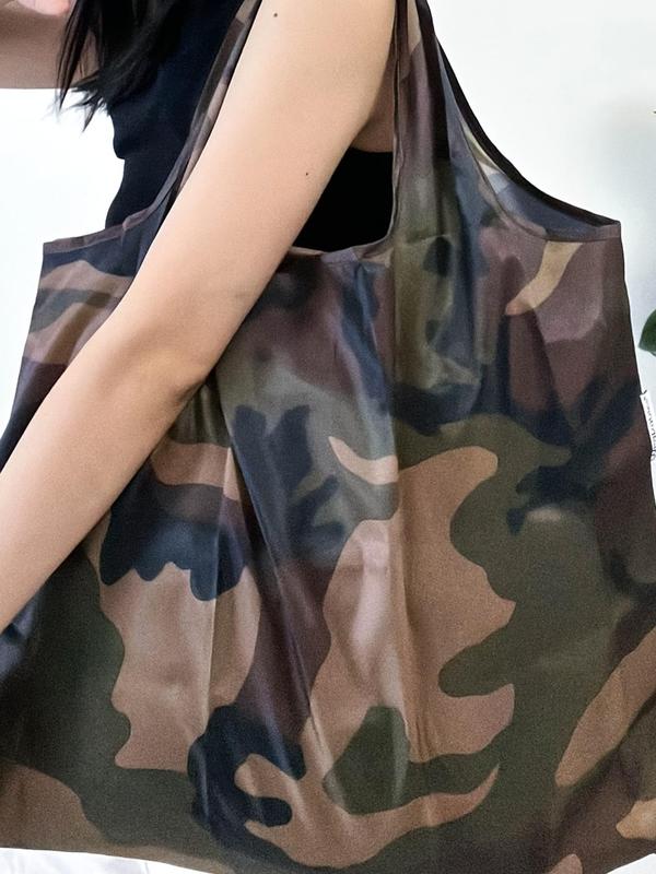 Unisex Casual Camouflage Pattern Shopping Bag,  Waterproof Large Capacity Shopping Bag, Multifunctional Foldable Shoulder Bag for Daily Use