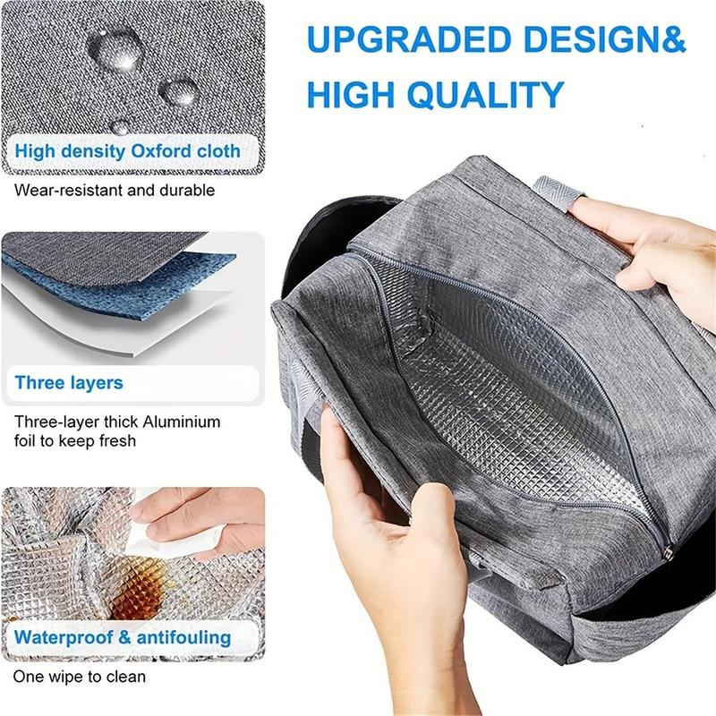 Large Capacity Cooler Bag, 1 Count Waterproof Portable Zipper Lunch Bag, Outdoor Picnic Food Storage Bag