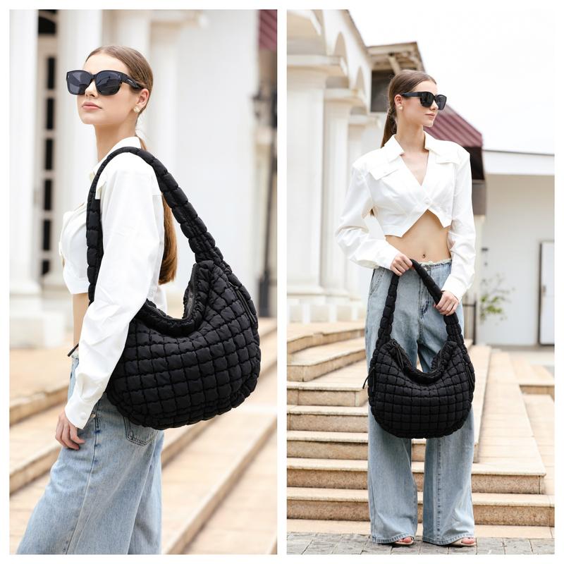 Puffer Tote Bag Quilted Carryall Tote Bag for Women Crossbody Large Hobo Lightweight Padding Shoulder Bag Hobo Bag minimalist work tote