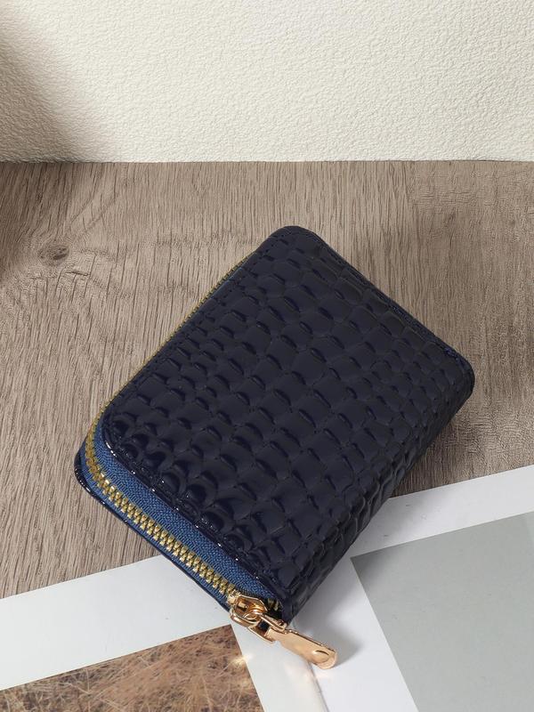 Women's Minimalist Short Wallet, with Embossed Design, Zipper Wallet, High-quality Pu Leather Credit Card Storage Bag, Simple Casual Card Holder