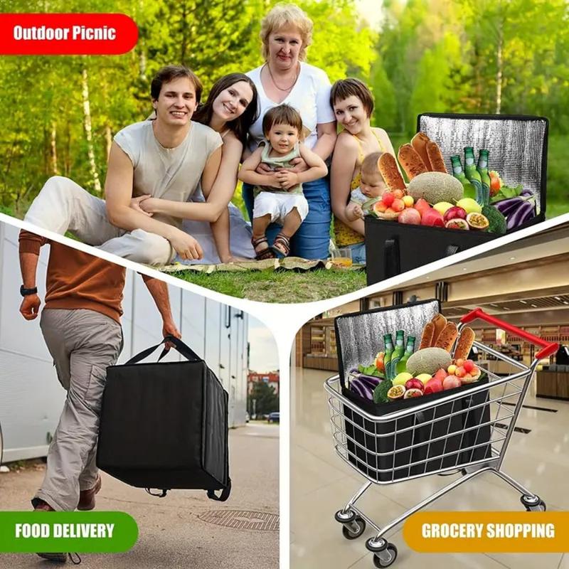 Large Capacity Insulated Storage Bag With Zipper And Handle, Hot & Cold Insulation Food Delivery Bag, Portable Foldable Food Storage Bag For Outdoor Camping Picnic