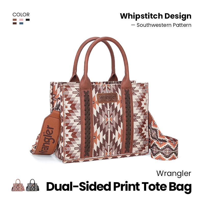 Wrangler Whipstitch Southwestern Pattern  Dual-Sided Print Tote Bag