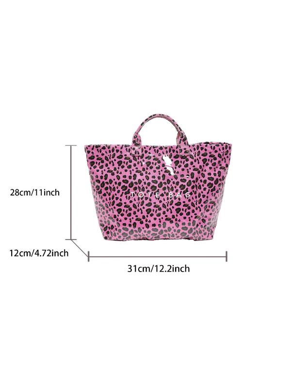 Fashion Leopard Pattern Tote Bag, Casual Large Capacity Shoulder Bag for Women, Trendy All-match Bag for Daily Commute Use