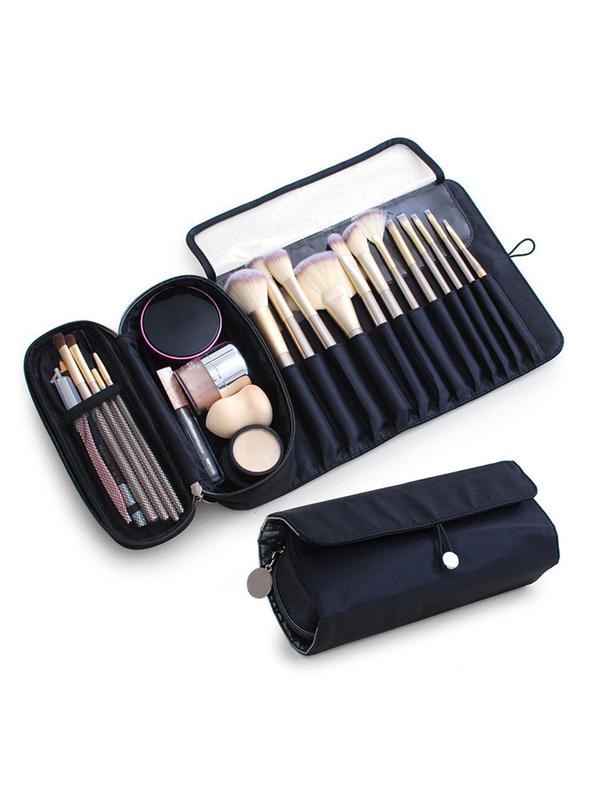 Simple Foldable Makeup Brush Storage Bag,  Basic Waterproof Makeup Bag, Portable Cosmetic Organizer Pouch for Women & Men for Daily Use