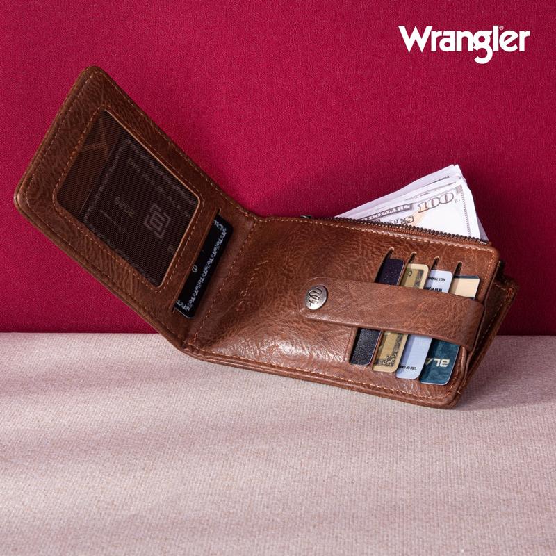 Wrangler Womens Bifold Wallet Vintage Multi Credit Card Holder for Women Slim Minimalist with Zipper Pocket Coin Purse