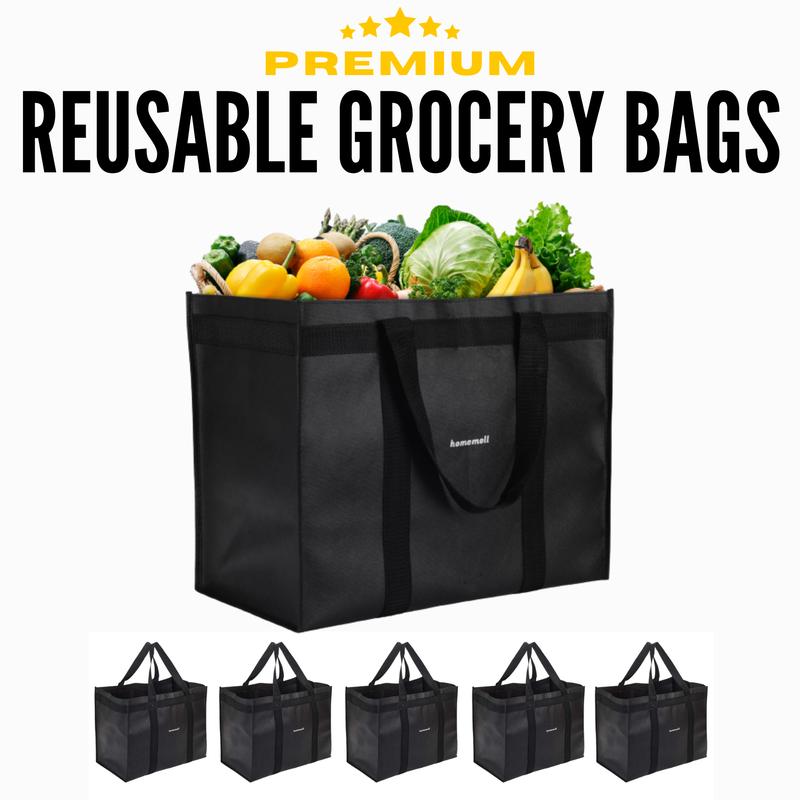 Homemell Heavy Duty Reusable Grocery Bags, Extra Large Collapsible Tote Holds 100 LBS, Extra-Strength Premium Material