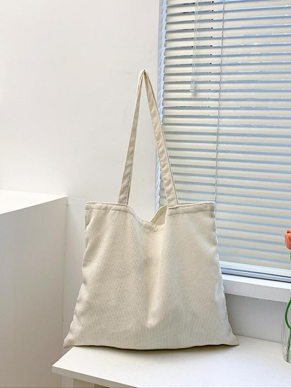 Minimalist Plain Textile Tote Bag for Women, Summer Fashionable Large Capacity Shoulder Bag, Casual Versatile Shopping Bag for Daily Use