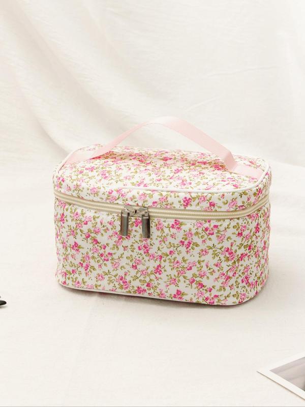 Ditsy Floral Print Makeup Bag,  Large-capacity Cosmetic Bag, Portable Travel Bag, Fashion Versatile Storage Bag for Women & Girls