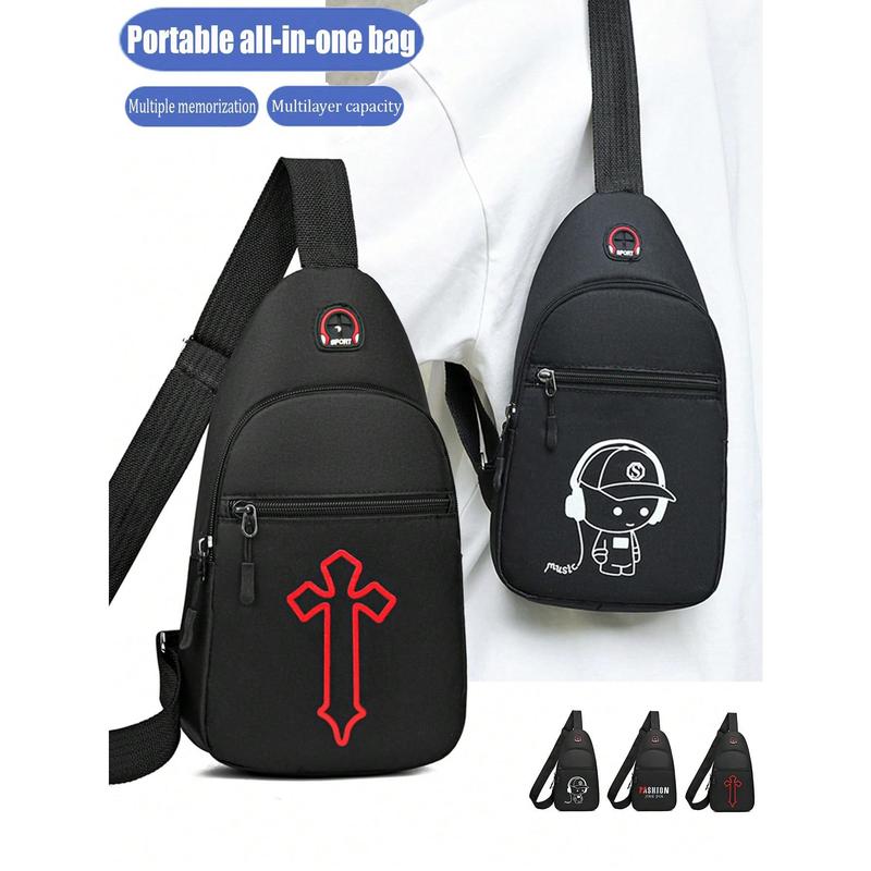 New Waterproof Wear-Resistant Chest Bag Men's Oxford Cloth Small Backpack Fashion Canvas Nylon Chest Shoulder Crossbody Bag Sling Bag With Earphone Hole Holiday Essentials Casual Solid Color Christmas Back To School Multi-Functional Dorm University Studen