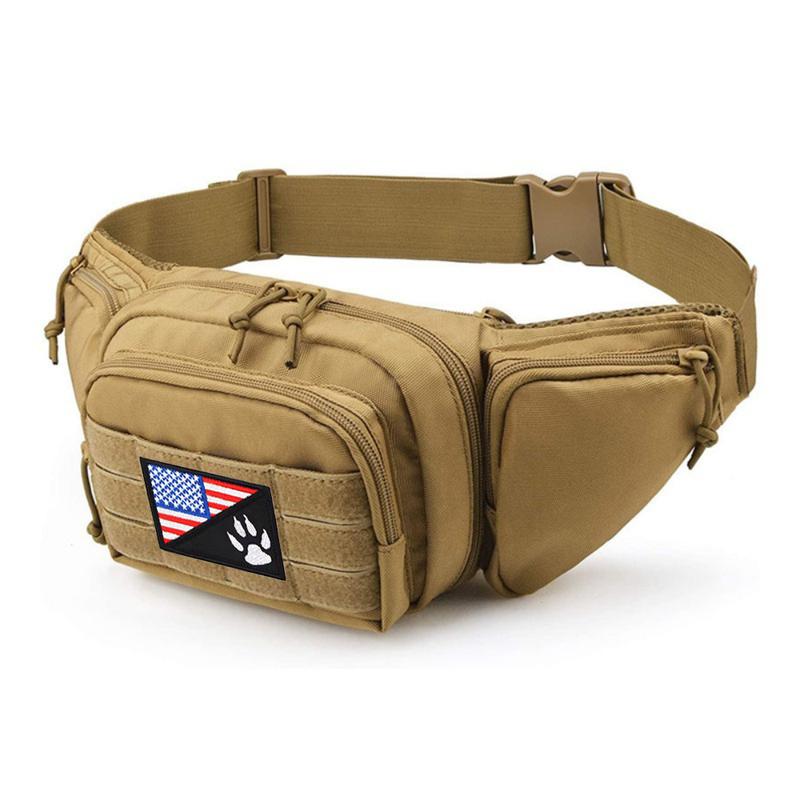 High-Quality Summer Waist Bag for Men and Women with MOLLE System and USA Flag Patch for Dog walking Nylon