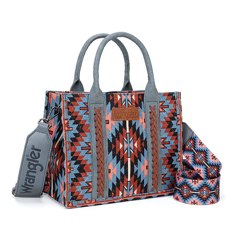 Wrangler Whipstitch Southwestern Pattern  Dual-Sided Print Tote Bag