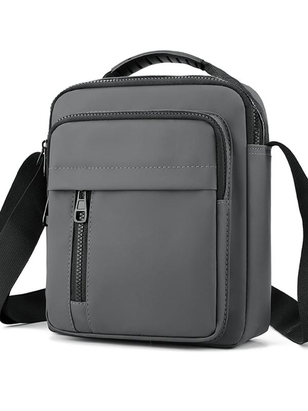 Men's Casual Solid Color Zipper Crossbody Bag, Fashionable Shoulder Bag for Daily Used, Casual Trendy Daily Commuting Bag