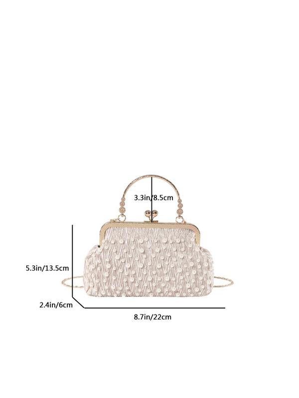 Women's Summer Elegant Faux Pearl Decorated Evening Bag, Fashionable Flap Shoulder Bag for Party, Exquisite Bag for Birthday Gift for Women & Girls