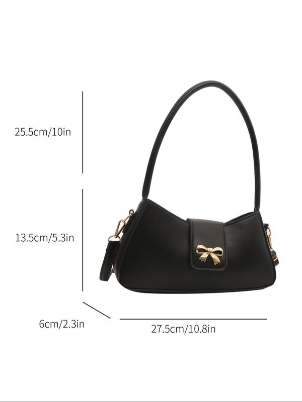 Women's Bow Decor Shoulder Bag, Casual Versatile Solid Color Underarm Bag for Daily Used, Trendy High-quality Daily Commuting Bag, Girl Fashion Shopping Bag