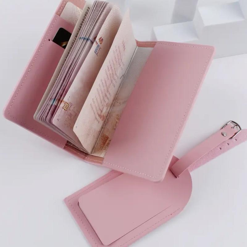 Pink Passport holder and luggage tag set