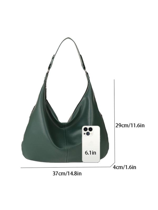 Women's Solid Color Shoulder Bag, Fashionable Large Capacity Tote Bag for Daily Used, Casual Trendy Versatile High-quality Daily Commuting Bag