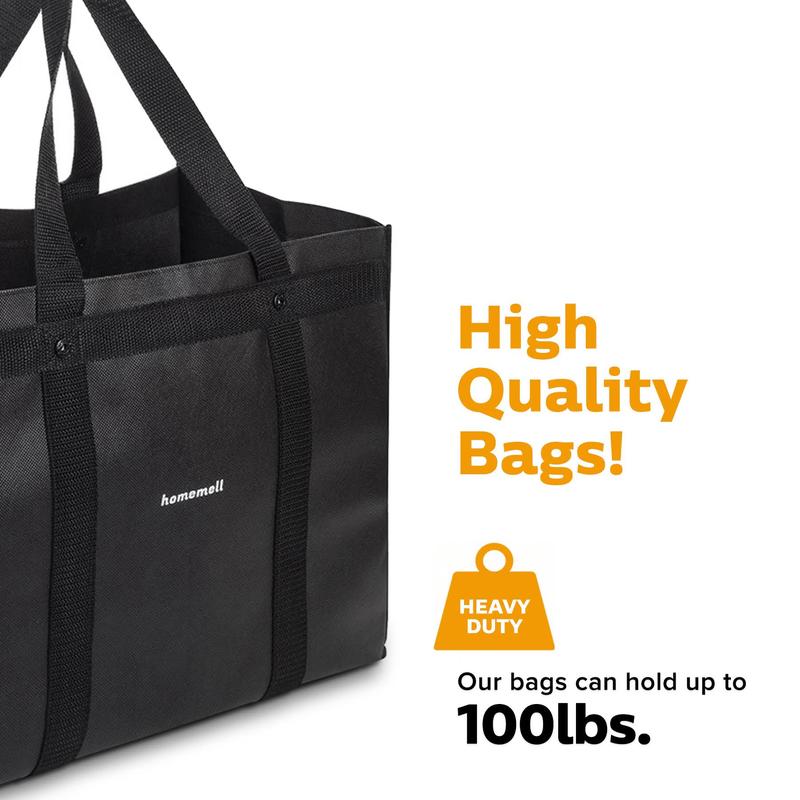 Homemell Heavy Duty Reusable Grocery Bags, Extra Large Collapsible Tote Holds 100 LBS, Extra-Strength Premium Material