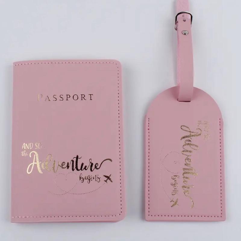 Pink Passport holder and luggage tag set