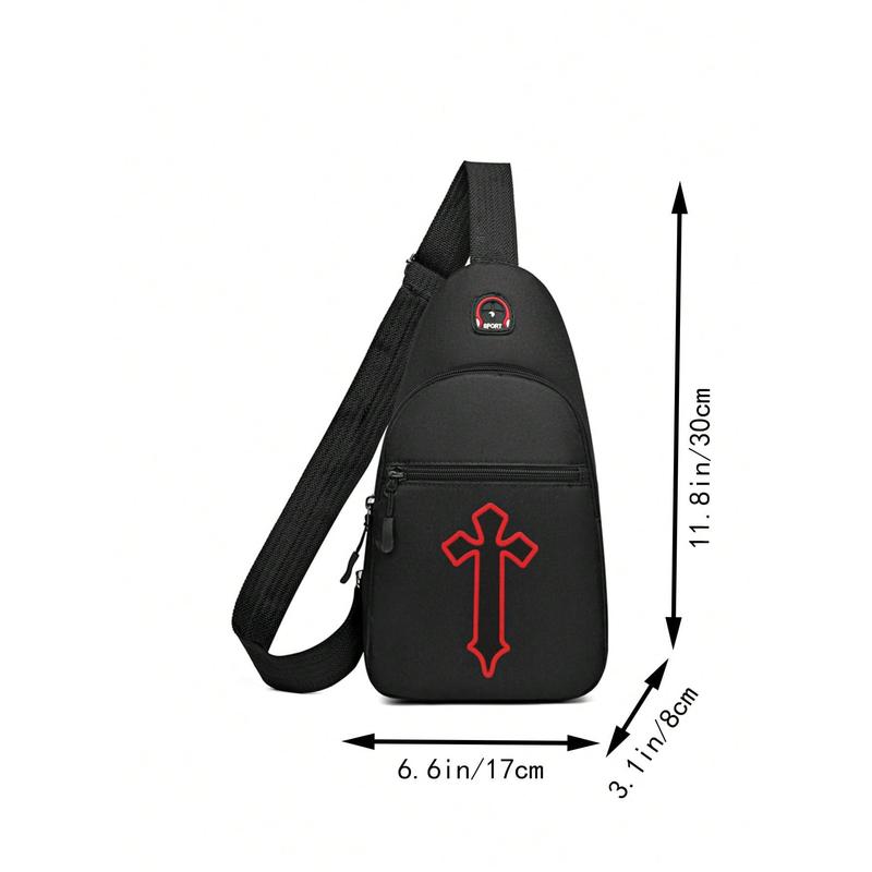 New Waterproof Wear-Resistant Chest Bag Men's Oxford Cloth Small Backpack Fashion Canvas Nylon Chest Shoulder Crossbody Bag Sling Bag With Earphone Hole Holiday Essentials Casual Solid Color Christmas Back To School Multi-Functional Dorm University Studen