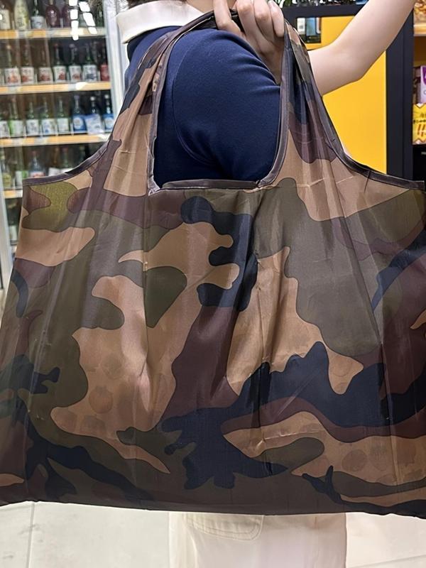 Unisex Casual Camouflage Pattern Shopping Bag,  Waterproof Large Capacity Shopping Bag, Multifunctional Foldable Shoulder Bag for Daily Use