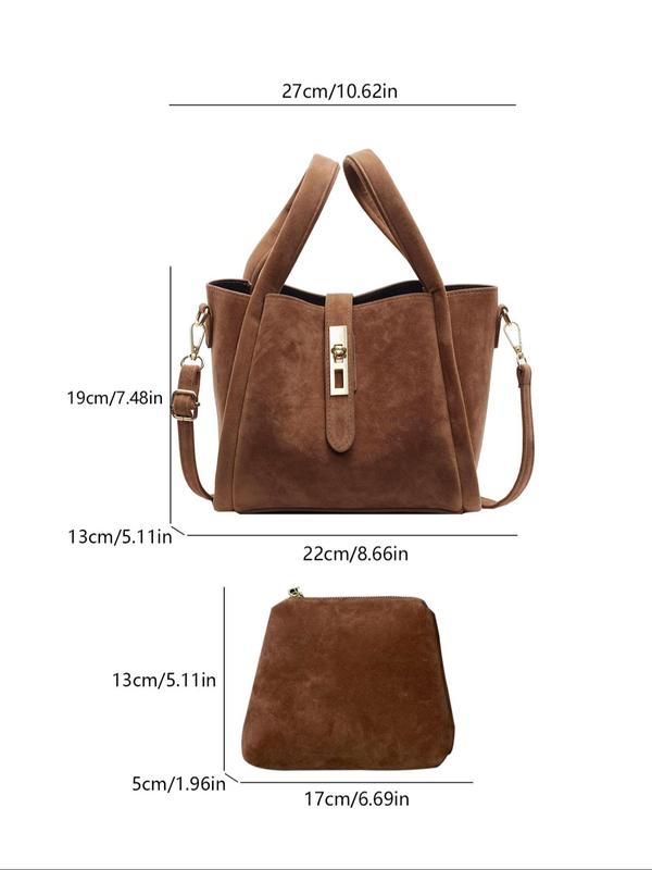 Women's Elegant Solid Color Handbag, Fashionable Buckle Decorated Crossbody Bag for Daily Used, Casual Trendy Versatile High-quality Daily Commuting Bag