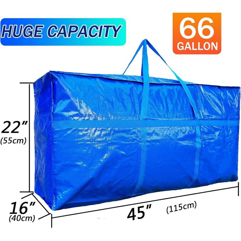 66 Gallon Storage Bags, Huge Moving Bags Heavy Duty with Zipper and Stronger Handles, Big Foldable Duffle Bag for Travel - Waterproof Material Protects from Dust and Moisture - Storage